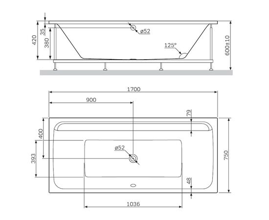 Ванна акриловая am.pm 170х75 inspire 2.0 w52a-170-075w-a в Актобе фото № 3