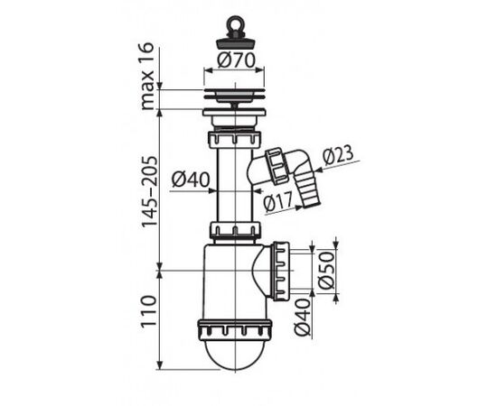 сифон для мойки alcaplast a441 с нержавеющей решеткой  70 в Актобе фото № 2