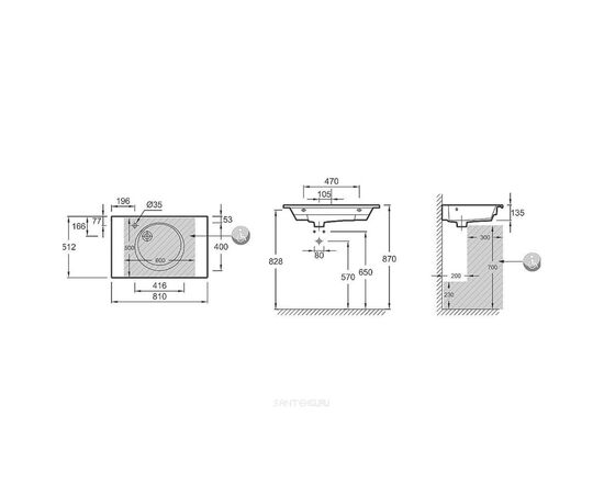 раковина jacob delafon odeon rive gauche exaw112-z-00 80х50 в Актобе фото № 2