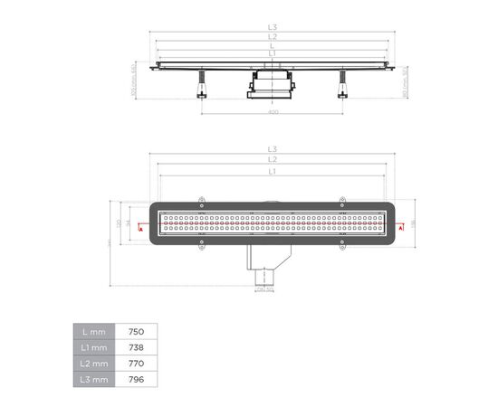 Душевой лоток pestan confluo primo compact net line 13702518 750мм в Актобе фото № 2