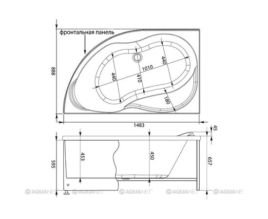 Ванна акриловая aquanet 150x90 graciosa 203940 l с каркасом в Актобе фото № 4