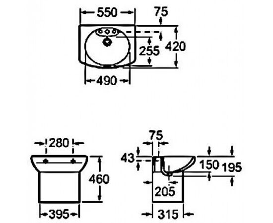 раковина подвесная roca dama senso compacto 327513000 в Актобе фото № 2