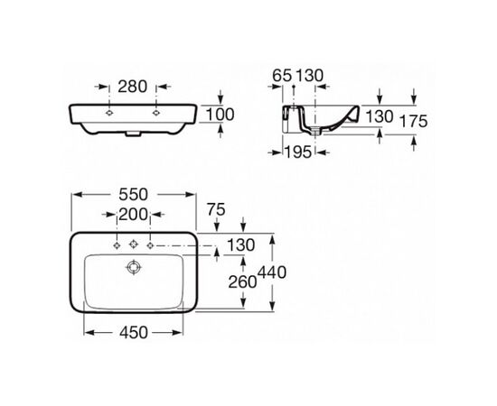 раковина подвесная roca senso square 32751c000 55 см в Актобе фото № 2