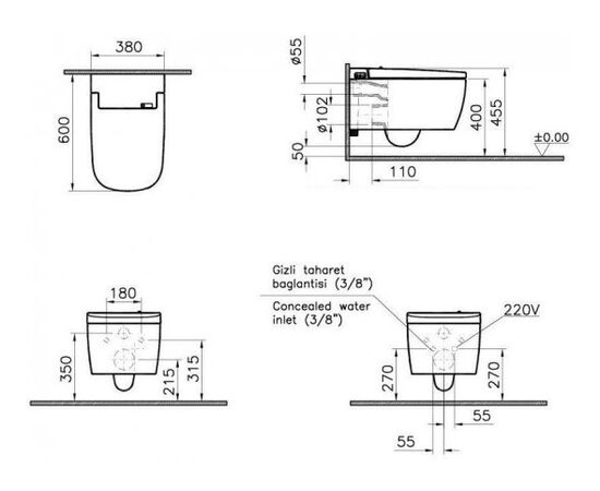 умный унитаз vitra v-care 5674b003-6193 basic в Актобе фото № 6