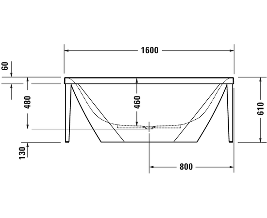 Ванна акриловая duravit xvui 700444000b20000 160 x 80 см отдельностоящая, черный матовый в Актобе фото № 3