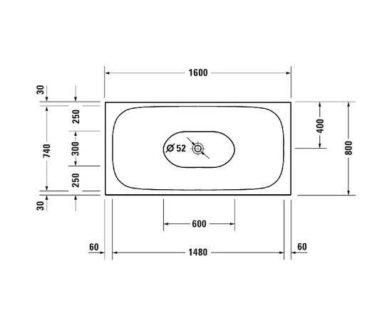 Ванна акриловая duravit xvui 700444000b20000 160 x 80 см отдельностоящая, черный матовый в Актобе фото № 4