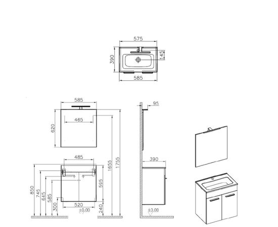 Комплект мебели vitra mia 75023 60см для ванной комнаты в Актобе фото № 3