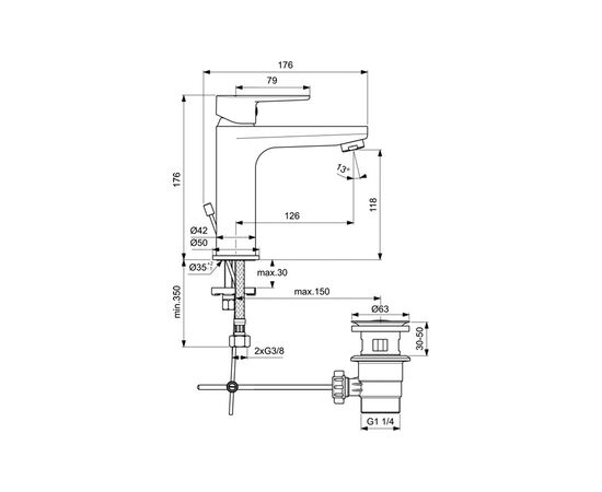 смеситель для раковины ideal standard cerafine o bc496аа в Актобе фото № 2