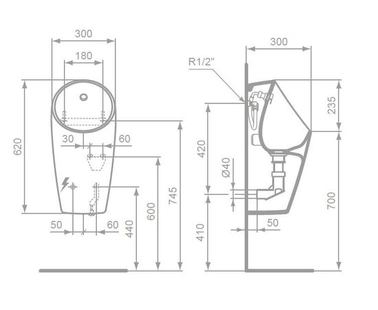 Писсуар ideal standard sphero maxi  e189701 в Актобе фото № 3