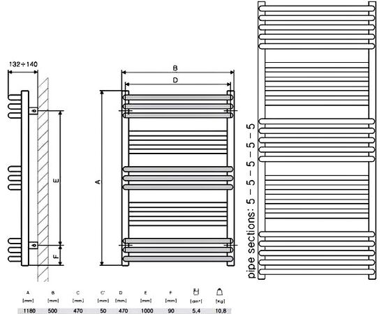 Полотенцесушитель электрический terma pola+moa 50x118 хром, подключение правое, 300w в Актобе фото № 3