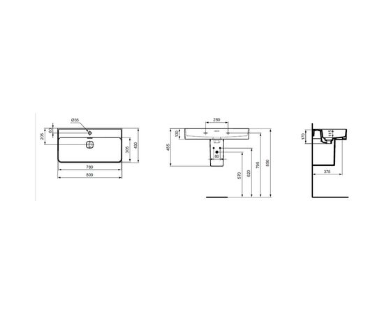 раковина накладная ideal standard strada ii t300101 80 см в Актобе фото № 3