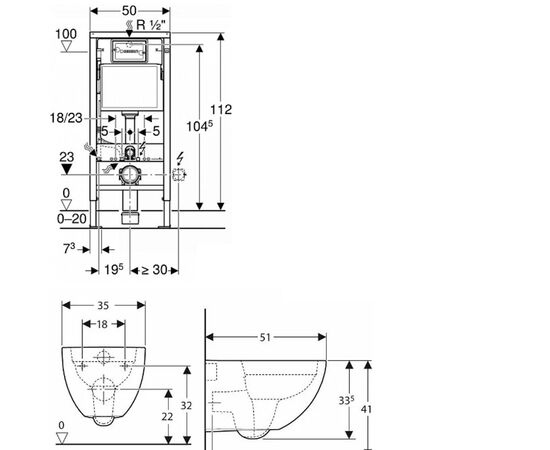 унитаз с инсталляцией geberit acanto 500.128.21.a rimfree в Актобе фото № 3