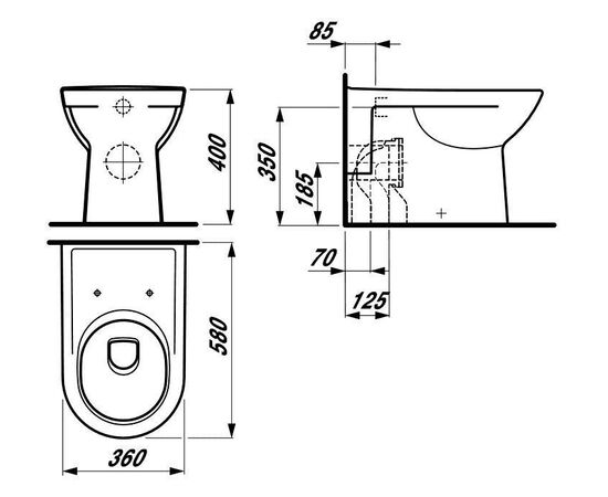 унитаз приставной laufen pro 8.2295.6.000.000.1 безободковый в Актобе фото № 3