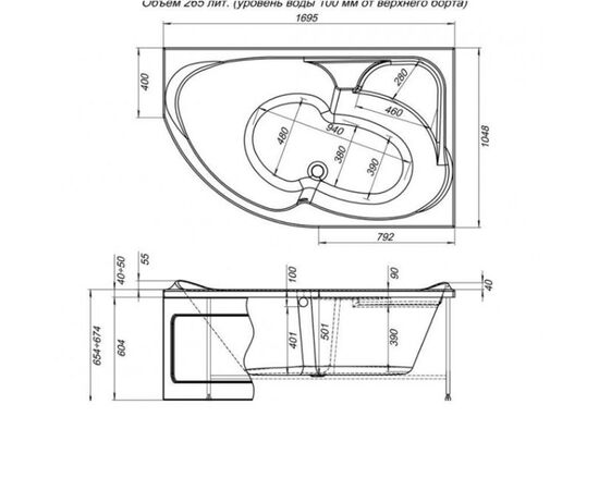 Ванна акриловая aquanet 170x100 allento r с каркасом в Актобе фото № 2