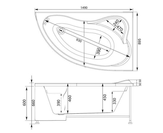 Ванна акриловая aquanet 150x90 atlanta r в Актобе фото № 2