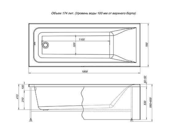 Ванна акриловая aquanet 180x70 bright в Актобе фото № 2