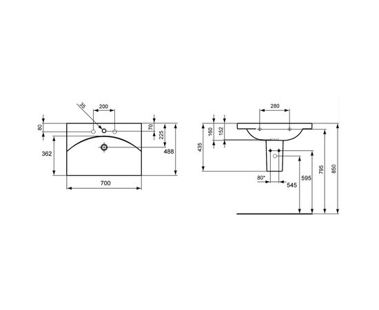 раковина подвесная ideal standard daylight k072601на полуножке в Актобе фото № 2