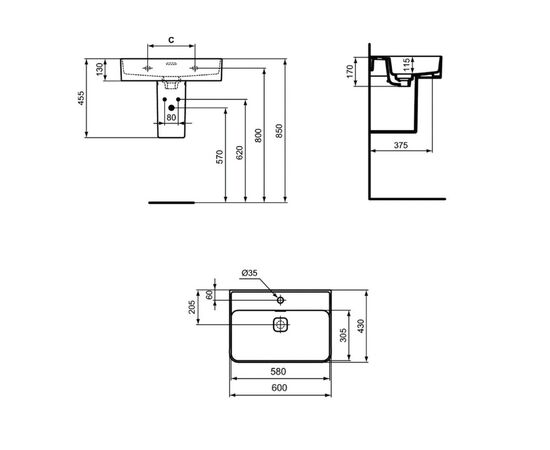 раковина накладная ideal standard strada ii t300001 60см в Актобе фото № 3