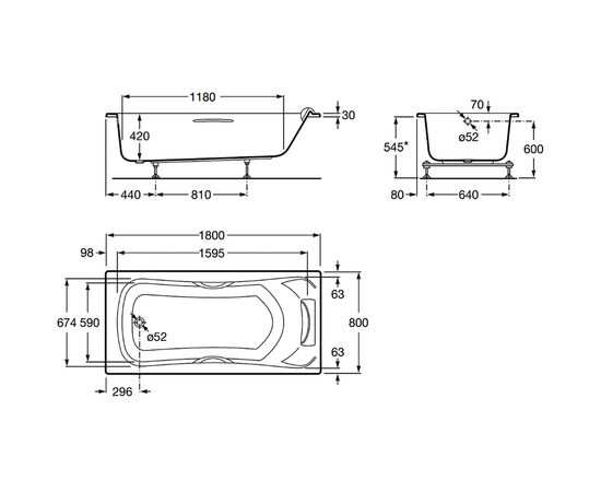 Ванна акриловая roca 180х80 becool zru9302782 в Актобе фото № 2