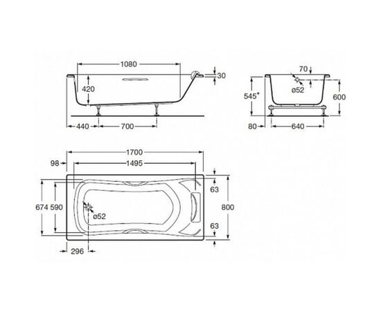 Ванна акриловая roca 170x80 becool zru9302852 в Актобе фото № 2