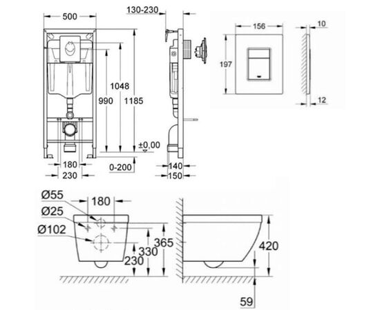 унитаз с инсталляцией 5в1 grohe rapid sl (euro ceramic 39328000) в Актобе фото № 2