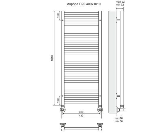 Водяной полотенцесушитель терминус аврора п20 400х1010 в Актобе фото № 3