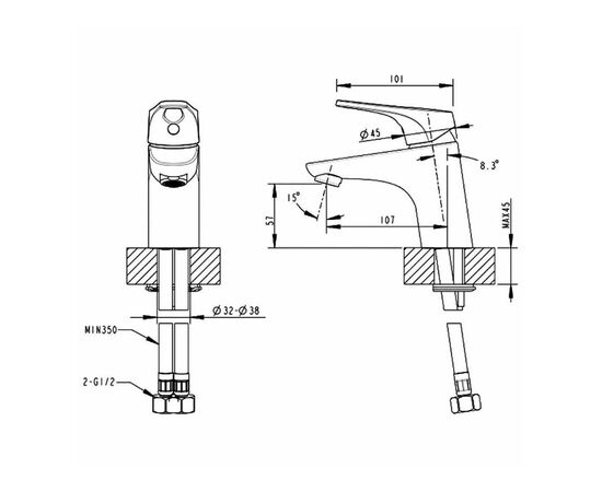 Cмеситель для раковины bravat drop-d f148162c в Актобе фото № 3