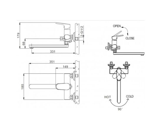 смеситель для ванны bravat pure f6105161c-01a с длинным изливом (без аксессуаров) в Актобе фото № 3