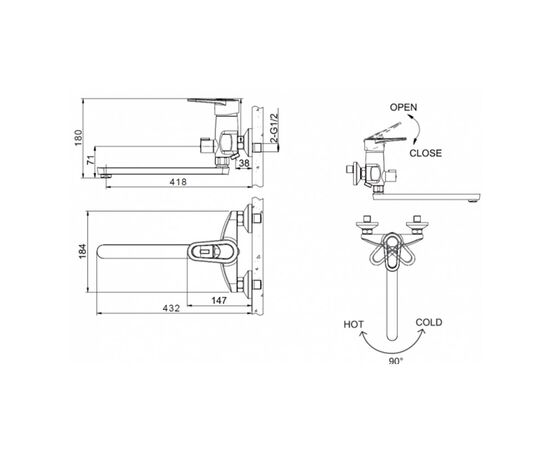 смеситель для ванны bravat loop f6124182cp-02l-rus с длинным изливом в Актобе фото № 2