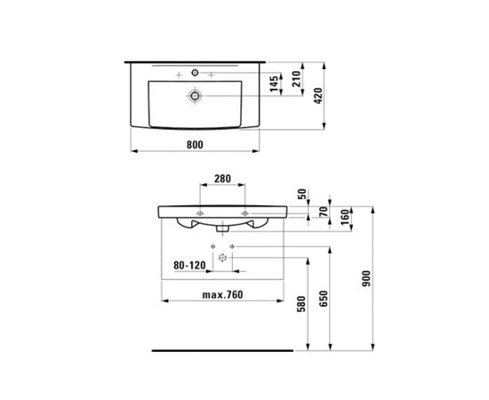 раковина подвесная laufen pro n h8109570001041 80x42см в Актобе фото № 2