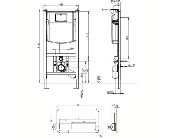 Инсталляция 3в1 villeroy & boch viconnect 9224 61 00 с кнопкой смыва 9224 90 69 в Актобе фото № 2