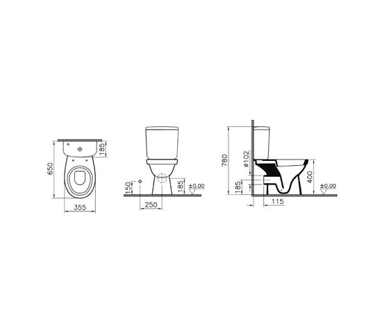 унитаз-компакт напольный vitra norm fit with bidet 9844b099-7203 крышка с микролифтом в Актобе фото № 3