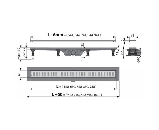 Душевой лоток alcaplast apz10-550m  simple в Актобе фото № 3