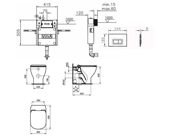 Комплект ideal standard tesi: унитаз t007701 aquablade с инсталляцией и кнопкой 740-0680 в Актобе фото № 2