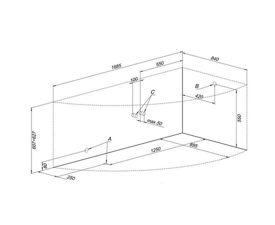 Ванна акриловая aquanet 170x90 l augusta  с каркасом в Актобе фото № 3