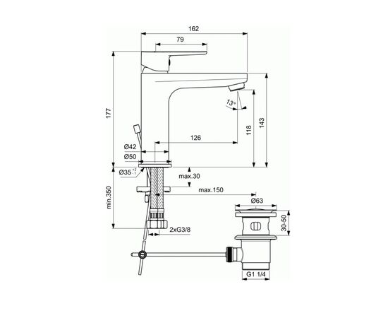 смеситель для раковины ideal standard tyria bc159ho в Актобе фото № 3