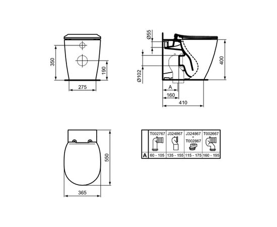 унитаз приставной ideal standard connect  e052401 agua blade с микролифтом в Актобе фото № 3