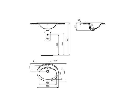 раковина встраиваемая ideal standard simplicity e874901 55см в Актобе фото № 2