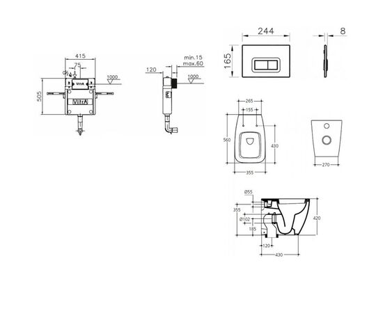 Комплект ideal standard  ventuto: унитаз t316301 с инсталляцией и кнопкой 740-0680 в Актобе фото № 2