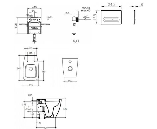 Комплект ideal standard ventuto: унитаз t316301 с инсталляцией и кнопкой 740-0780 в Актобе фото № 2