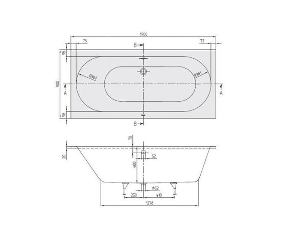 Ванна квариловая villeroy&boch oberon ubq199obe2v-01 190*90 с ножками в Актобе фото № 2