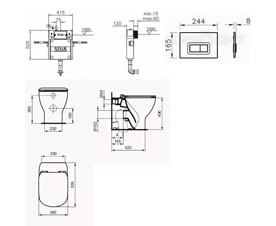 Комплект ideal standard tesi: унитаз t007701 aquablade с инсталляцией и кнопкой 740-0680/352801 в Актобе фото № 2