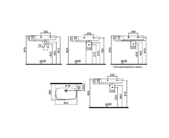 раковина подвесная vitra shift 4383b003-0001 65 см на полуножке в Актобе фото № 2