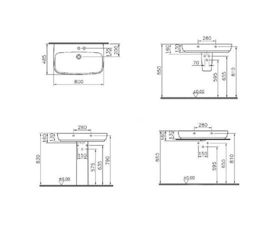 раковина vitra shift 4384b003-0001 80 см c пьедесталом в Актобе фото № 2