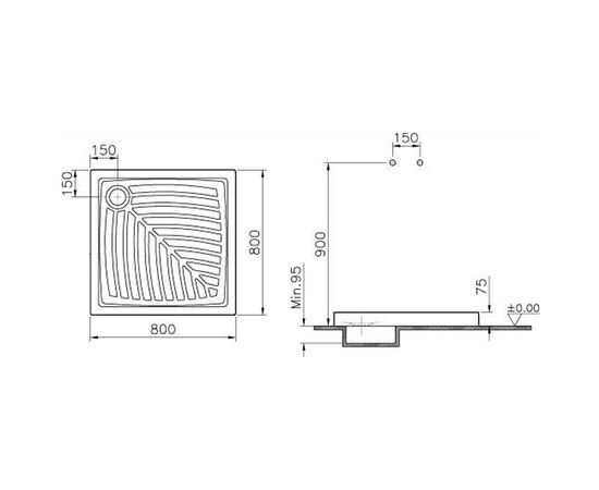 Поддон для душа vitra arkitekt 4094l003-0578 80x80 в Актобе фото № 2