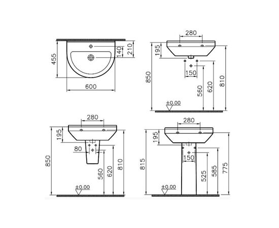 раковина vitra s50 5302b003-0001 60 см с пьедесталом в Актобе фото № 3