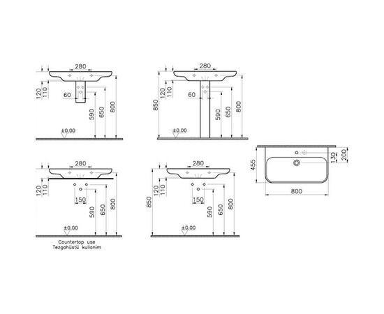 раковина подвесная vitra mod 5352b003-0904 80 см 2 отвер. в Актобе фото № 2