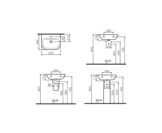 раковина vitra s20 5502b003-0001 55 см с пьедесталом в Актобе фото № 3