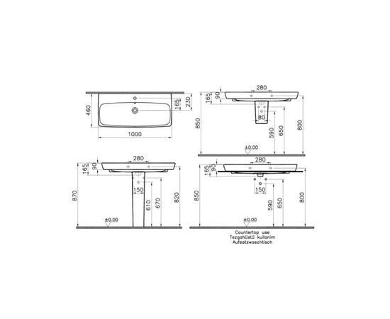 раковина подвесная vitra metropole 5664b003-0001 на полуножке в Актобе фото № 2