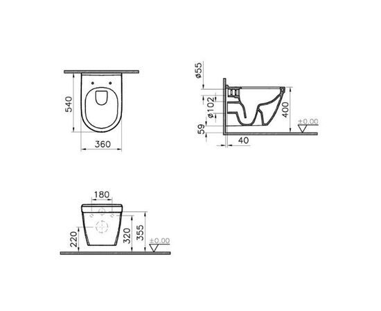 унитаз подвесной vitra s50 5956b003-0101 rim-ex.тонкая крышка с микролифтом в Актобе фото № 3